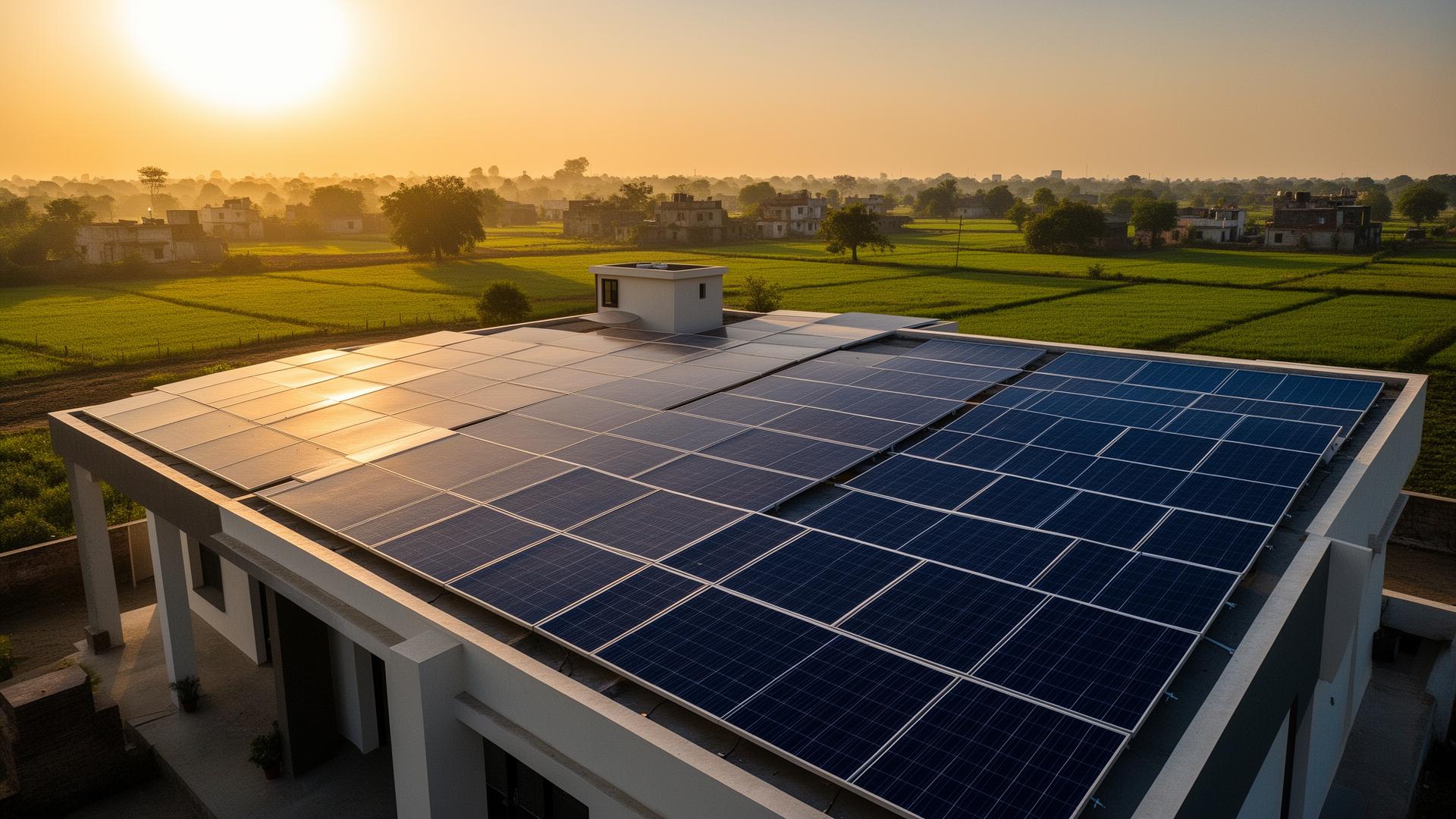 Rooftop solar panel installation in Tosham, Haryana by Nehra Traders